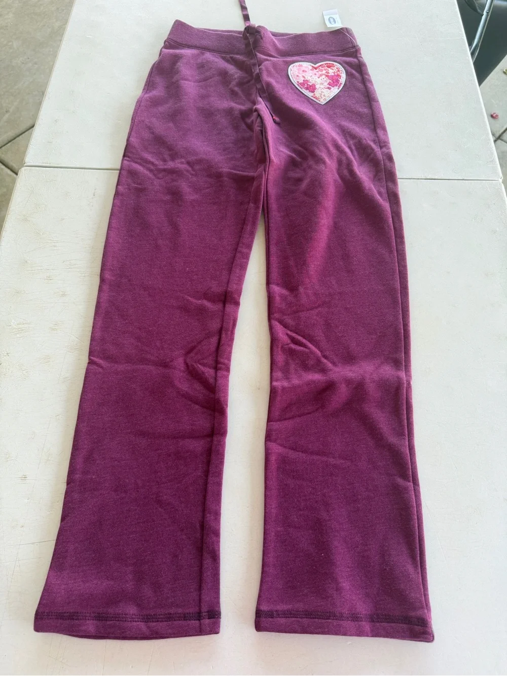 NWT Old Navy Girls' Plum Jogger Pants with Heart Patch